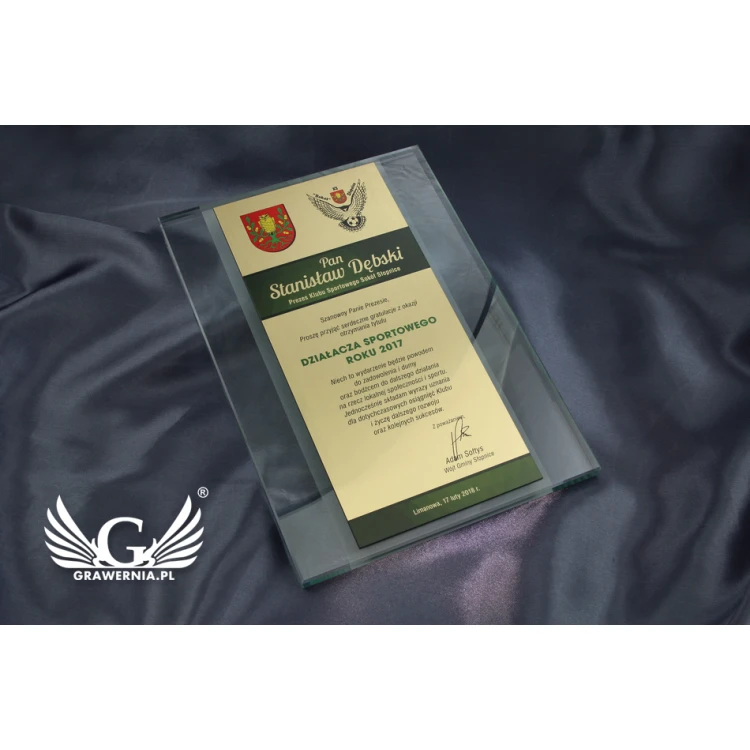 Glass Diploma - Appreciation for Cooperation - UV Print - DUV026