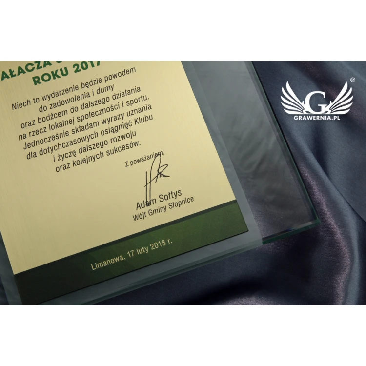 Glass Diploma - Appreciation for Cooperation - UV Print - DUV026