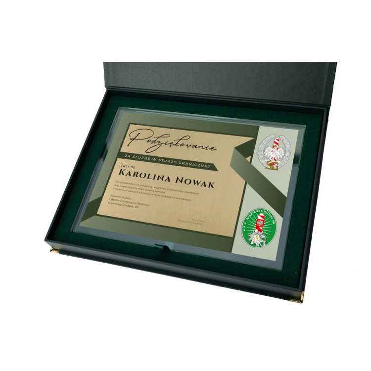 Glass Diploma - Appreciation for Service in the Border Guard - Horizontal - Colorful UV Print - DUV071