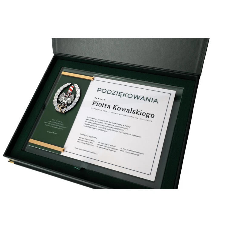 Glass Diploma - Appreciation for Work in the Border Guard - Horizontal - Colorful UV Print - DUV073