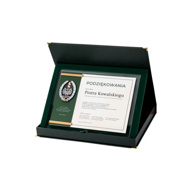 Glass Diploma - Appreciation for Work in the Border Guard - Horizontal - Colorful UV Print - DUV073