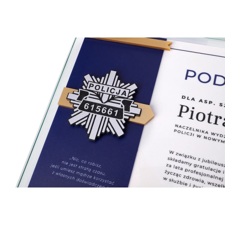 Glass Diploma - Appreciation for Police Service - Horizontal - Colorful UV Print - DUV074