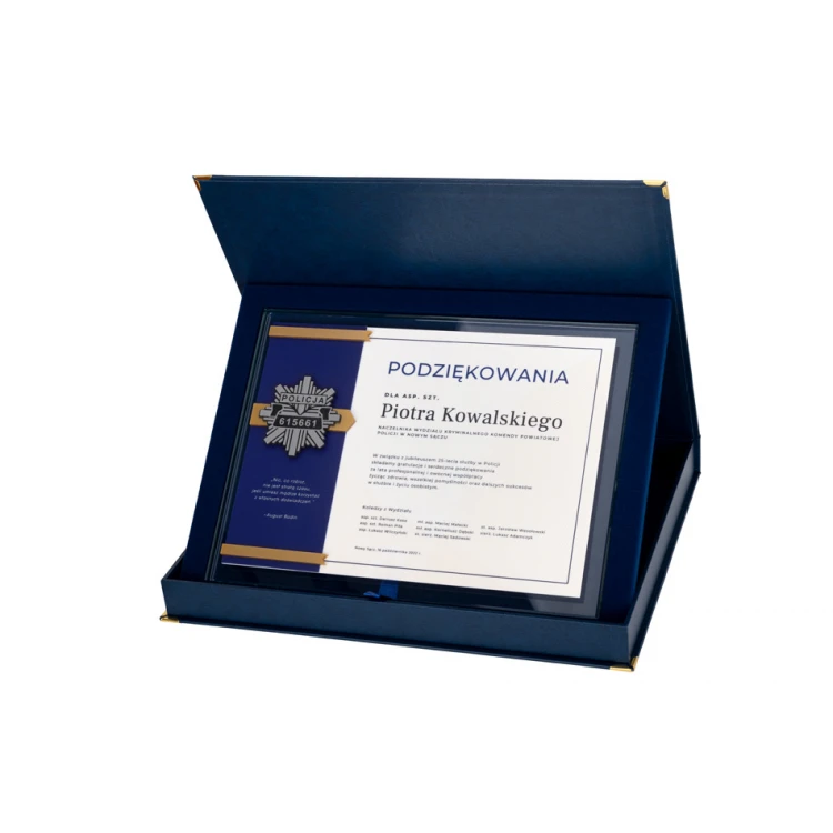 Glass Diploma - Appreciation for Police Service - Horizontal - Colorful UV Print - DUV074