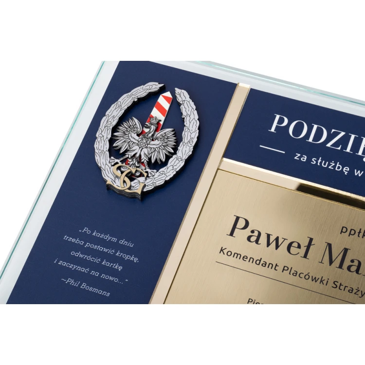 Glass Diploma - Appreciation for Work in the Border Guard - Horizontal - Colorful UV Print - DUV075