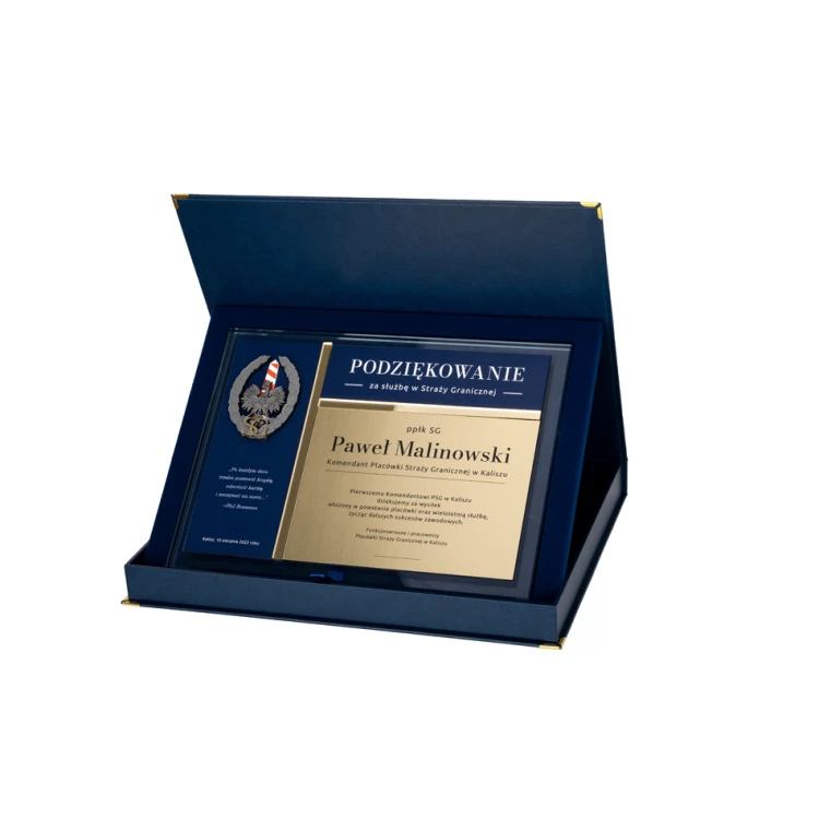 Glass Diploma - Appreciation for Work in the Border Guard - Horizontal - Colorful UV Print - DUV075