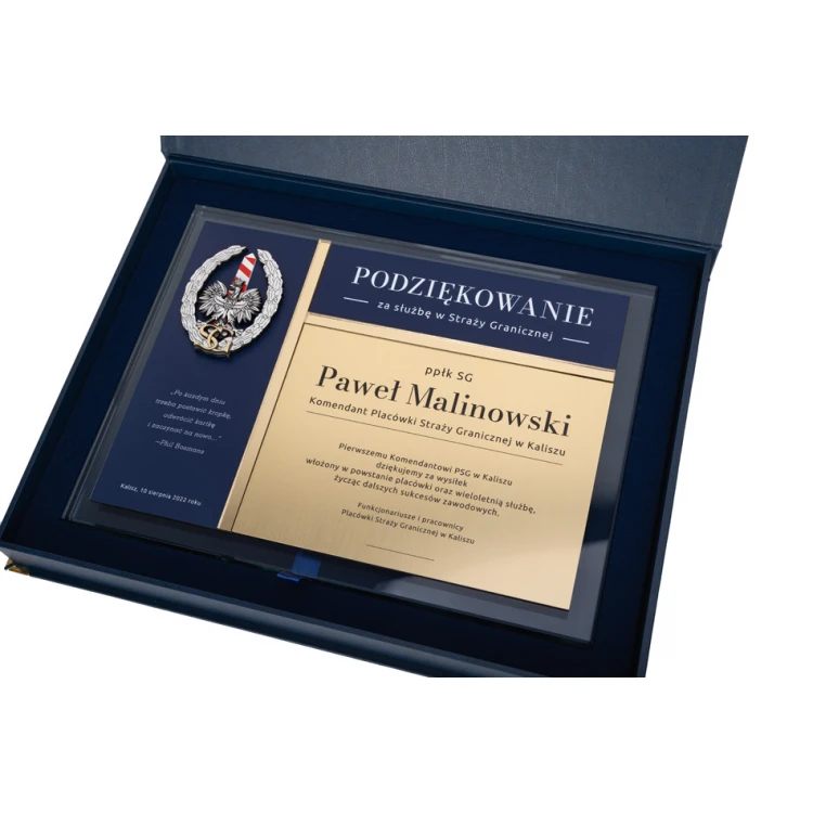 Glass Diploma - Appreciation for Work in the Border Guard - Horizontal - Colorful UV Print - DUV075