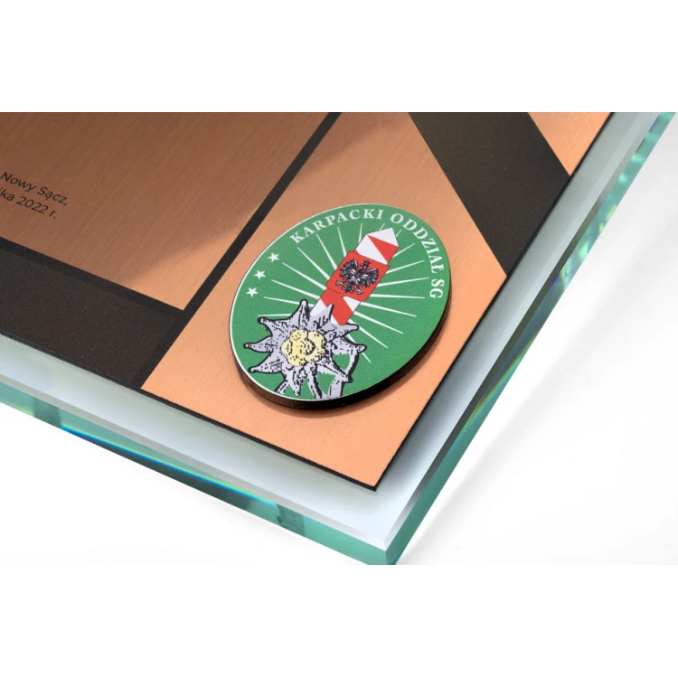 Glass Diploma - Appreciation for Service in the Border Guard - Horizontal - Colorful UV Print - DUV077