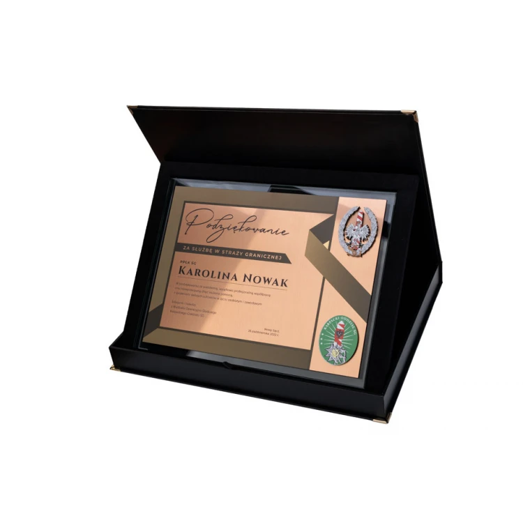 Glass Diploma - Appreciation for Service in the Border Guard - Horizontal - Colorful UV Print - DUV077