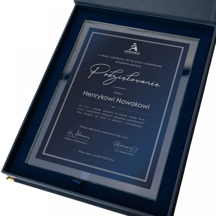 Glass Diploma - Thank You - Vertical - Colorful UV Print - DUV068