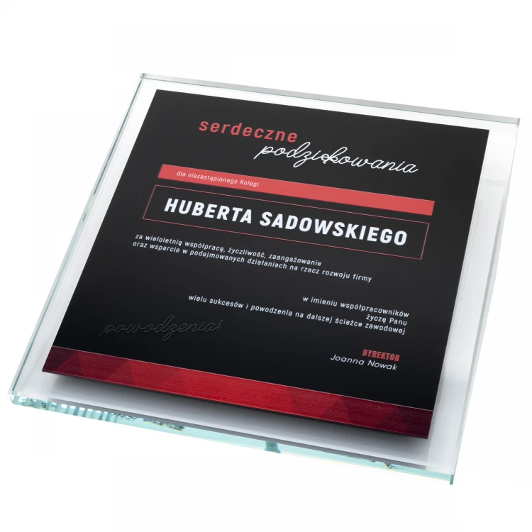 Glass Diploma - Thank You - Square - Colorful UV Print - DUV080