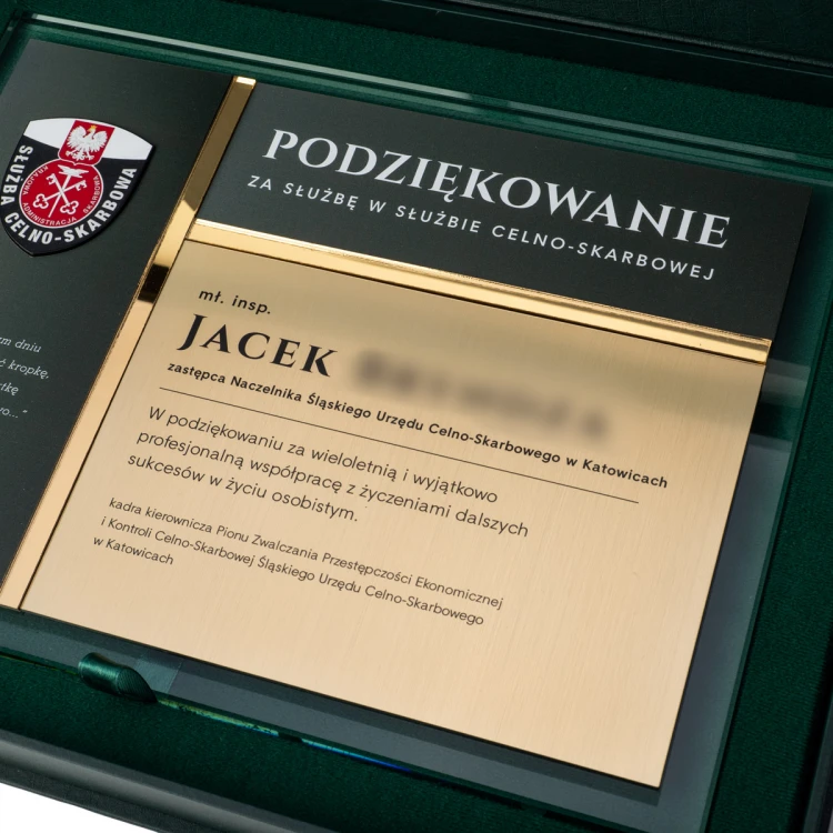 Glass Diploma - Appreciation for Work in the Customs and Tax Service - Horizontal - Colorful UV Print - DUV089