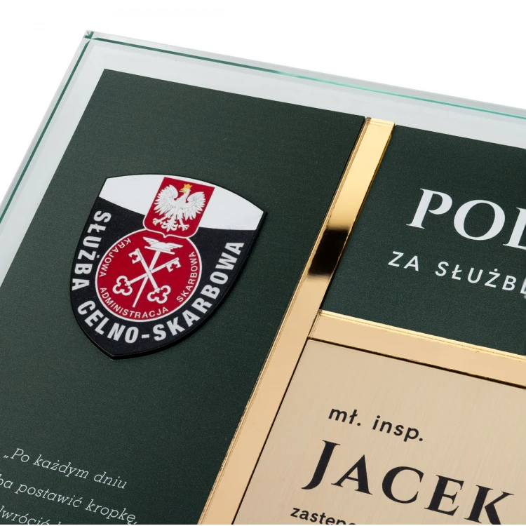 Glass Diploma - Appreciation for Work in the Customs and Tax Service - Horizontal - Colorful UV Print - DUV089