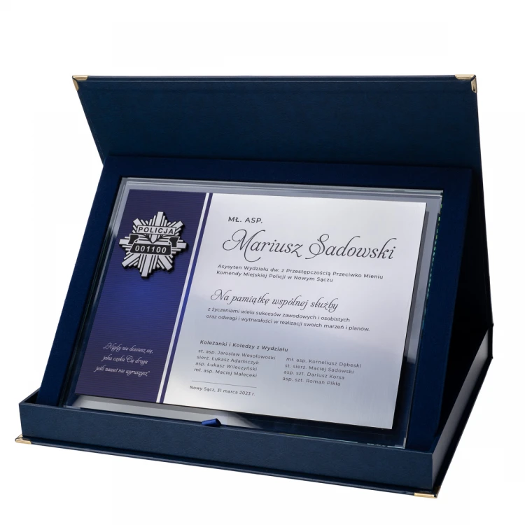 Glass Diploma - Appreciation for Police Service - Horizontal - UV Print and Engraving - DUV090