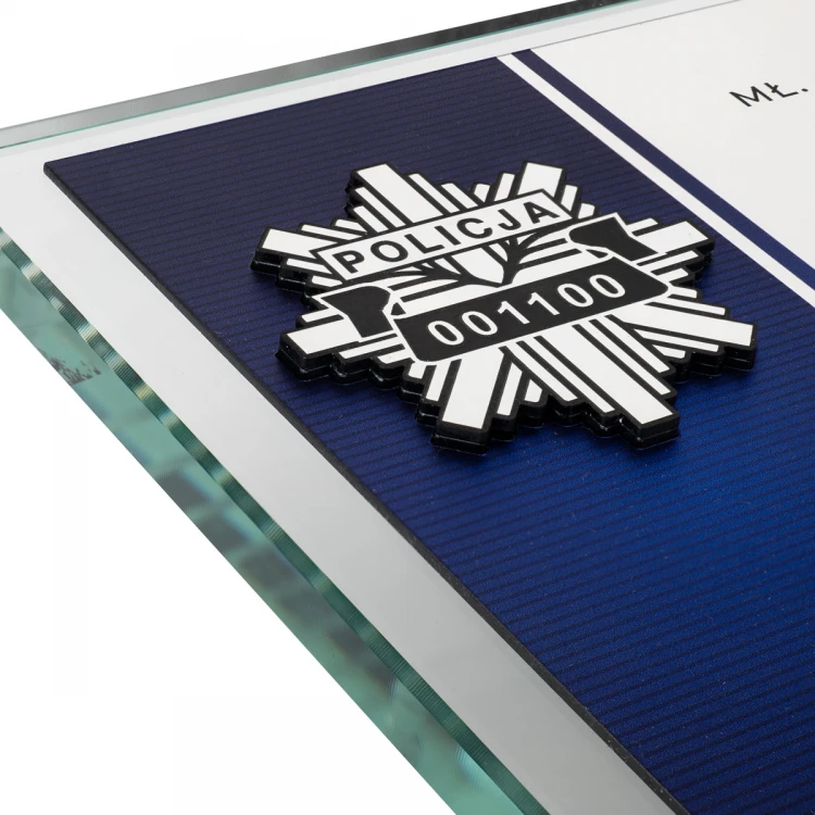 Glass Diploma - Appreciation for Police Service - Horizontal - UV Print and Engraving - DUV090
