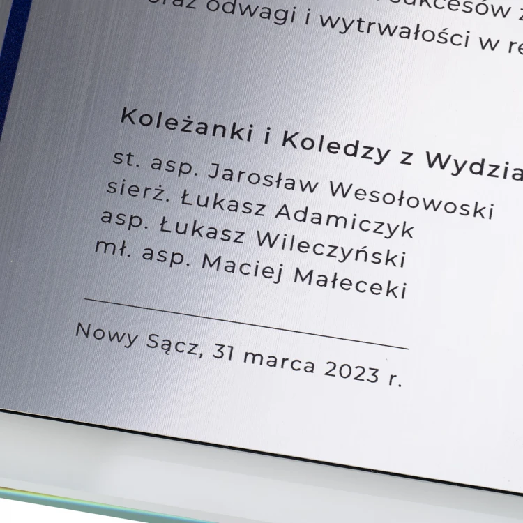 Glass Diploma - Appreciation for Police Service - Horizontal - UV Print and Engraving - DUV090