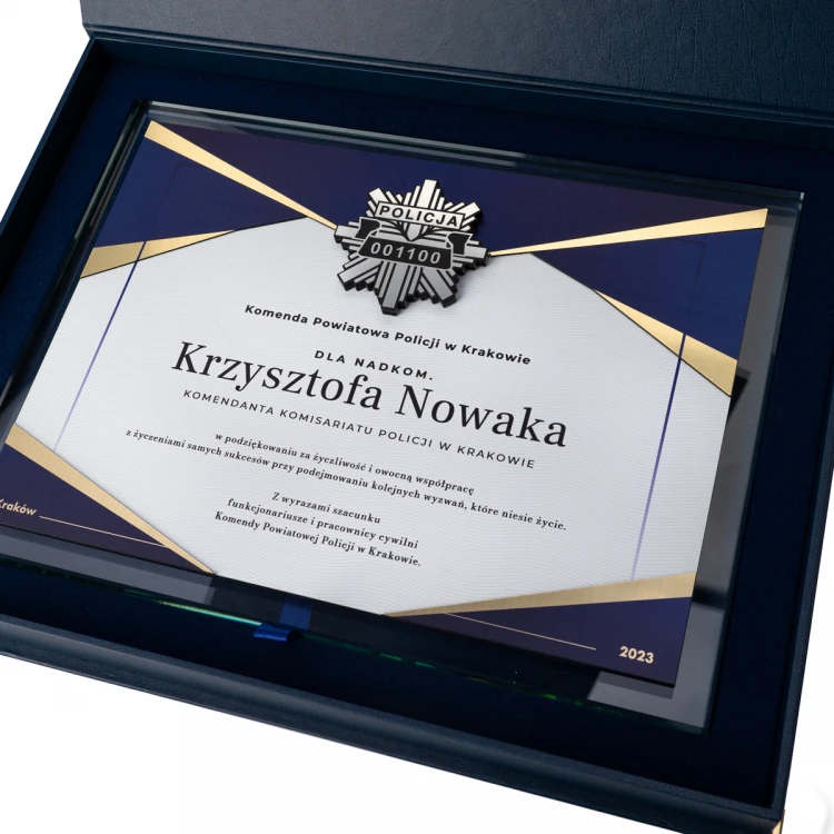 Glass Diploma - Appreciation for Police Service - Horizontal - Colorful UV Print - DUV091