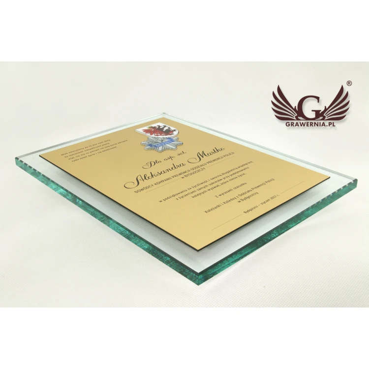 GLASS DIPLOMA POLICE - DSZ050 - vertical - two colored logos