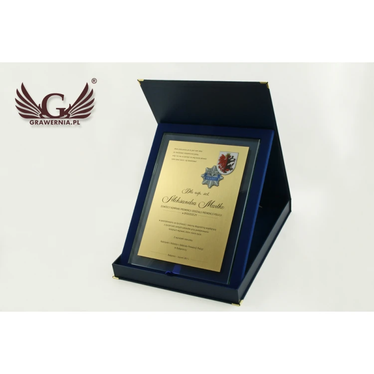 GLASS DIPLOMA POLICE - DSZ050 - vertical - two colored logos