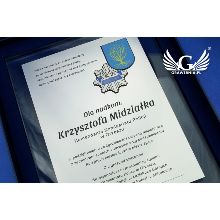 GLASS DIPLOMA POLICE - DSZ030 - vertical - two colored logos