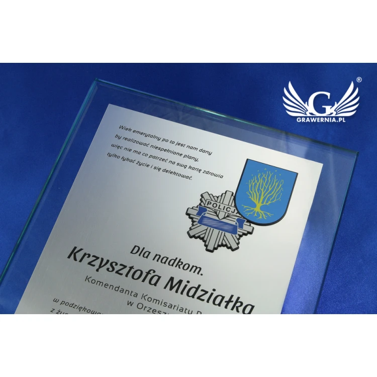 GLASS DIPLOMA POLICE - DSZ030 - vertical - two colored logos