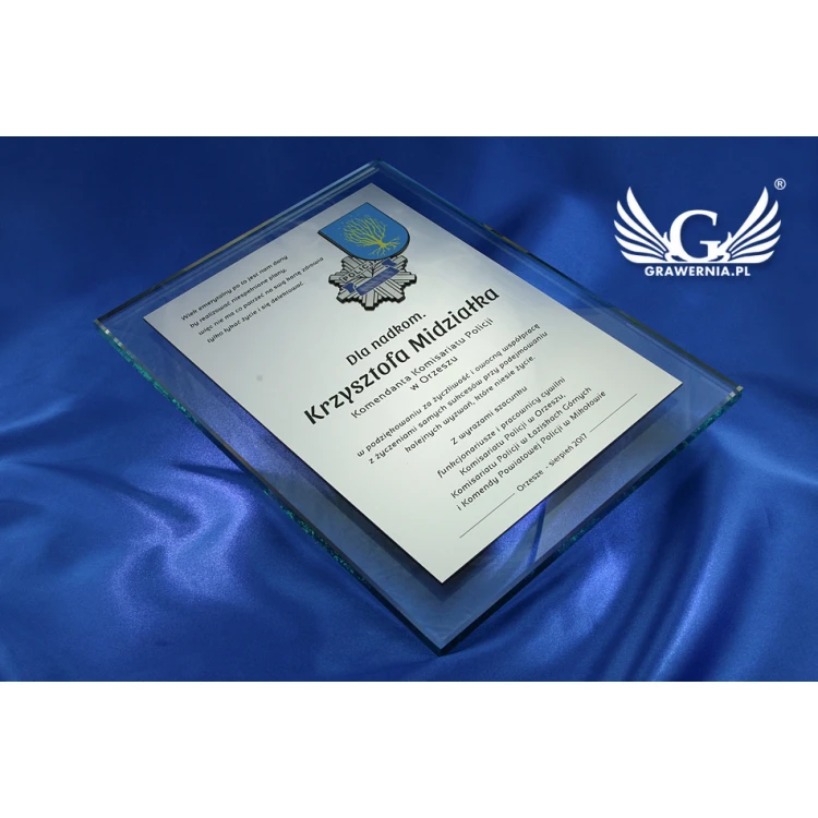 GLASS DIPLOMA POLICE - DSZ030 - vertical - two colored logos