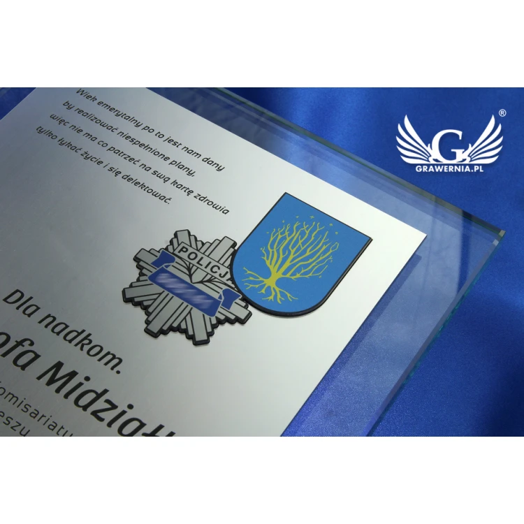 GLASS DIPLOMA POLICE - DSZ030 - vertical - two colored logos