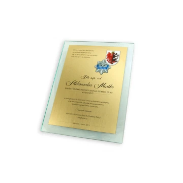 GLASS DIPLOMA POLICE - DSZ050 - vertical - two colored logos