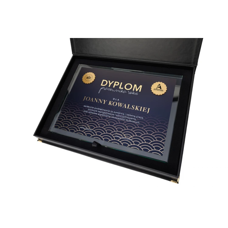 Glass Diploma - Employee of the Year - Horizontal - Colorful UV Print - DUV076