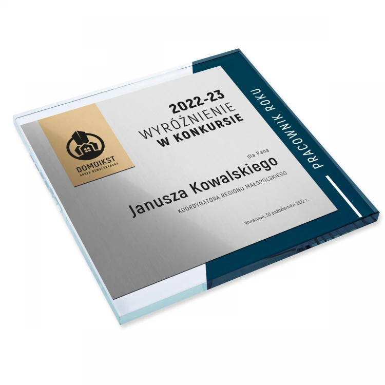 Glass Diploma - Employee of the Year - Square - Colorful UV Print - DUV088