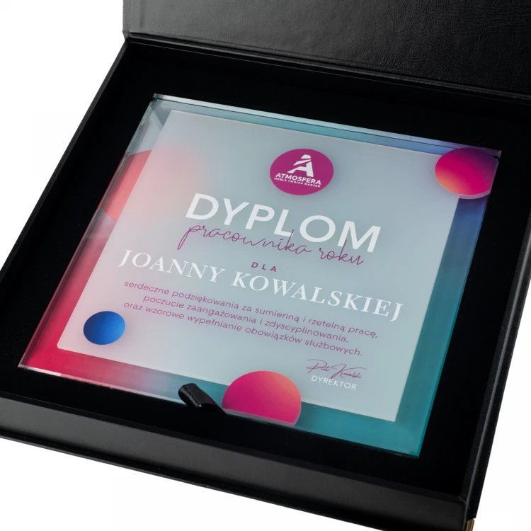 Glass Diploma - Employee of the Year - Square - Colorful UV Print - DUV094
