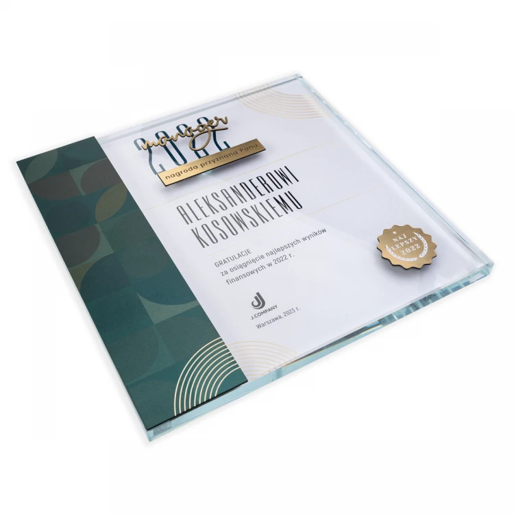 Glass Diploma - Employee of the Year - Square - Colorful UV Print - DUV098