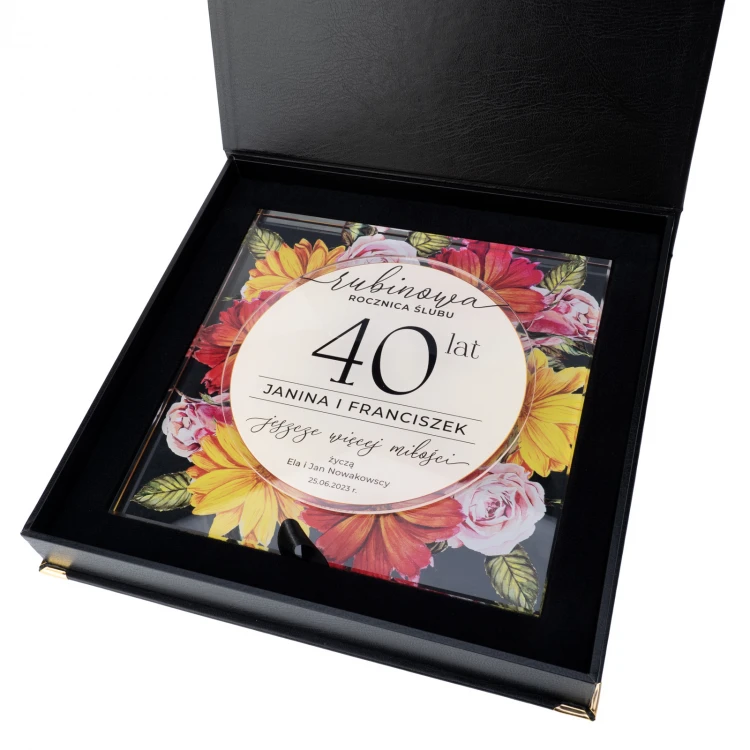 Glass Diploma - Ruby Wedding Anniversary - Colorful UV Print - DUV095