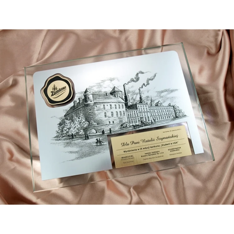 GLASS DIPLOMA with photo engraving or any drawing - DSZ024 - horizontal
