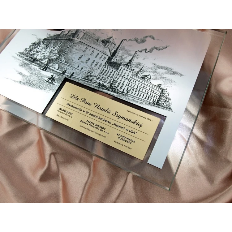 GLASS DIPLOMA with photo engraving or any drawing - DSZ024 - horizontal