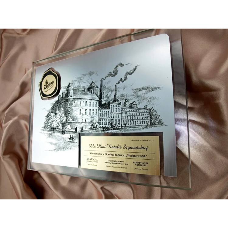 GLASS DIPLOMA with photo engraving or any drawing - DSZ024 - horizontal