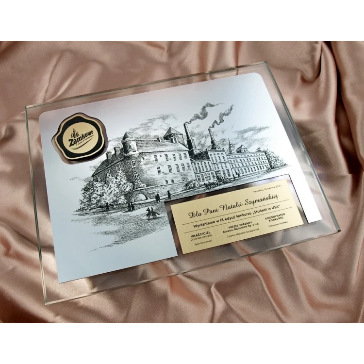 GLASS DIPLOMA with photo engraving or any drawing - DSZ024 - horizontal