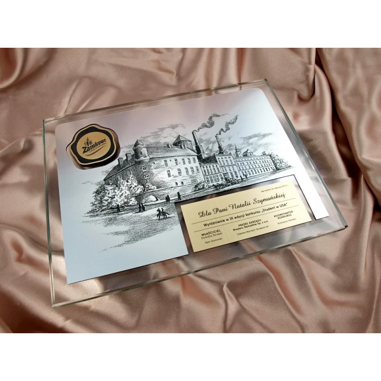 GLASS DIPLOMA with photo engraving or any drawing - DSZ024 - horizontal