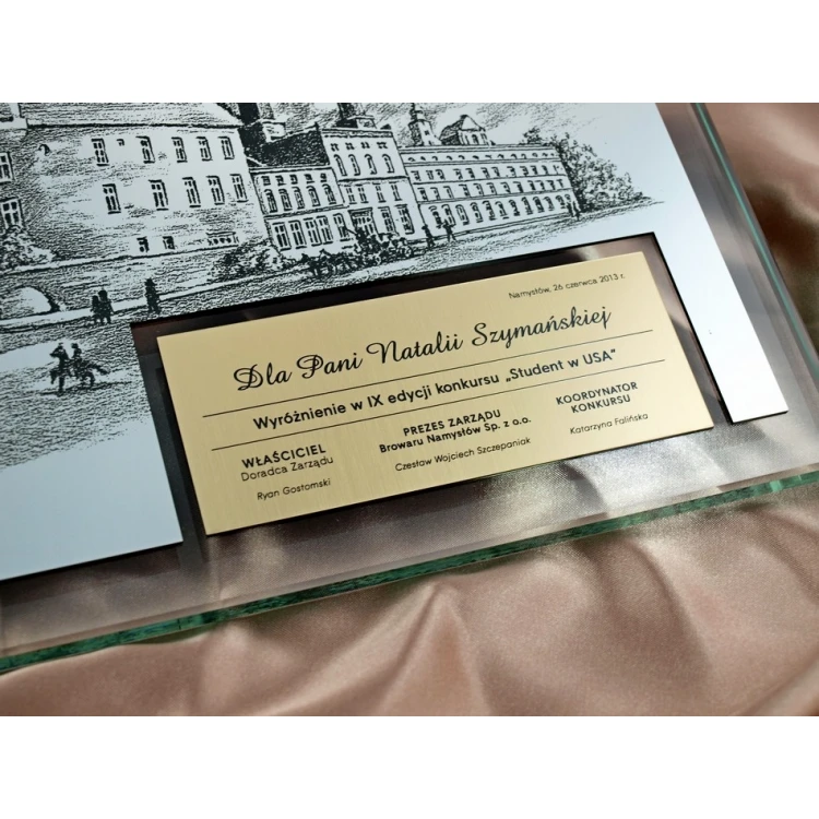 GLASS DIPLOMA with photo engraving or any drawing - DSZ024 - horizontal