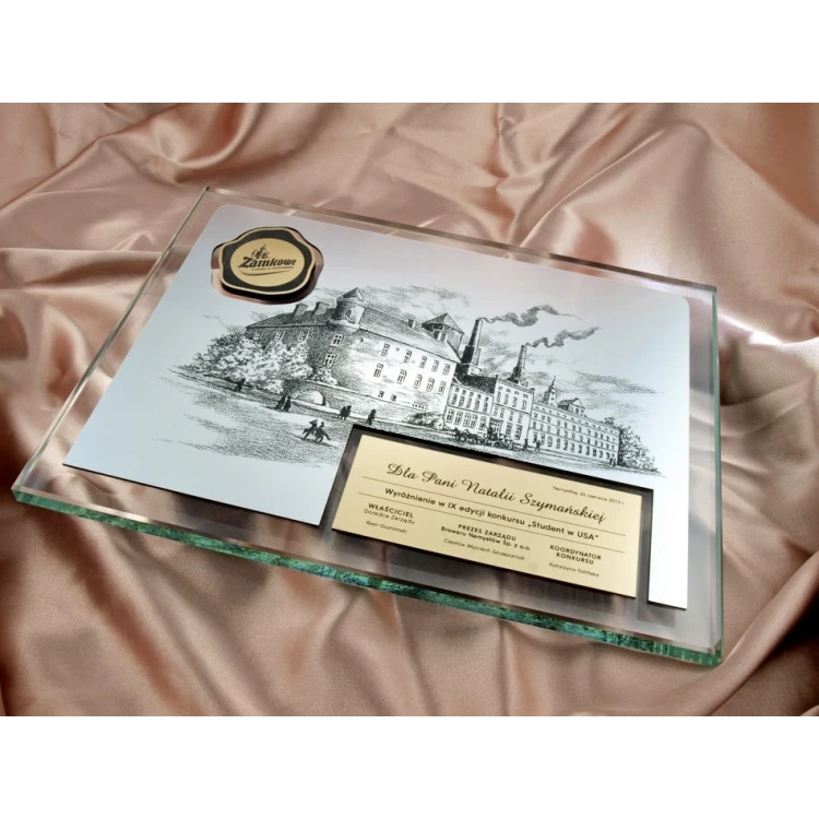GLASS DIPLOMA with photo engraving or any drawing - DSZ024 - horizontal