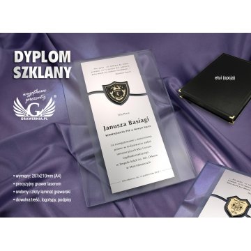 GLASS DIPLOMA with school emblem - DSZ016