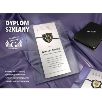 GLASS DIPLOMA with school emblem - DSZ016