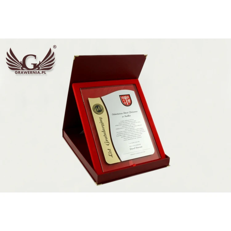 GLASS DIPLOMA with COAT OF ARMS or any logo - DSZ026 - vertical