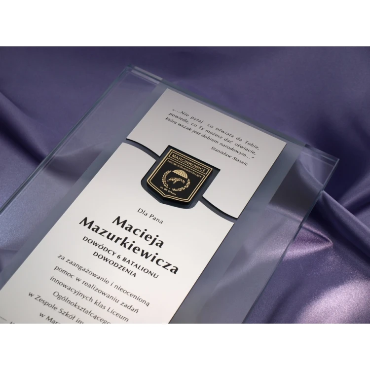 GLASS DIPLOMA with school emblem - DSZ016