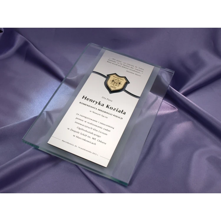 GLASS DIPLOMA with school emblem - DSZ016