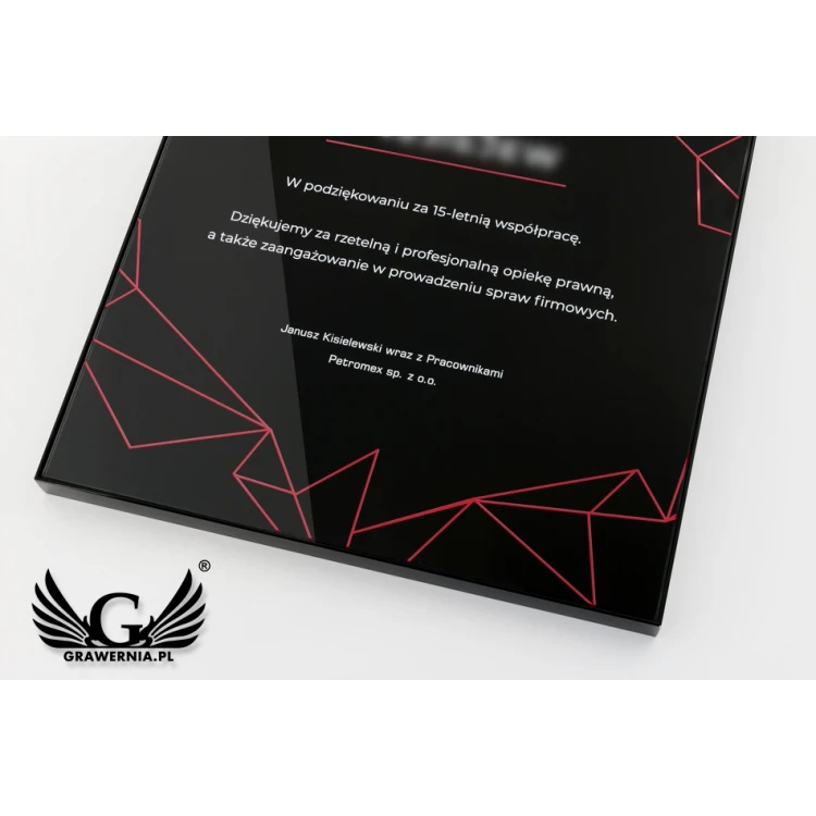 Exclusive Black Glass Recognition Diploma - dimensions: 400x300mm - DUV042