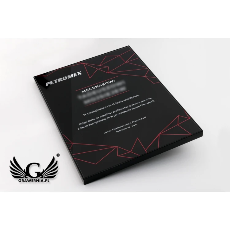 Exclusive Black Glass Recognition Diploma - dimensions: 400x300mm - DUV042