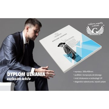 Exclusive White Recognition Diploma - dimensions: 400x300mm - DUV029