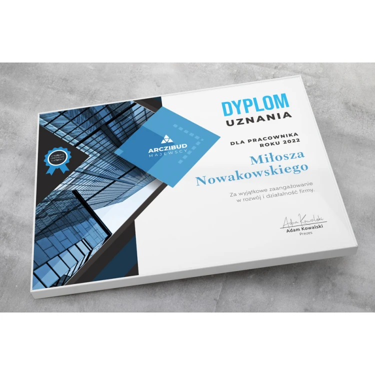Exclusive White Glass Recognition Diploma - dimensions: 400x300mm - DUV065