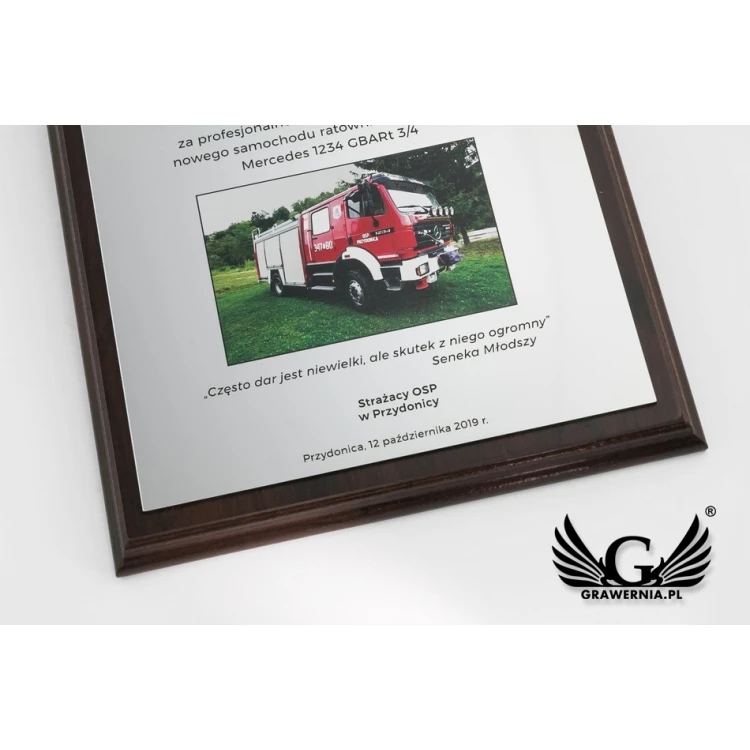 Certificate of Recognition for Volunteer Fire Brigade - MD154 size 25.5x20cm - UV color print - DUV041