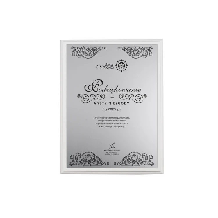 Diploma of Recognition - Silver Engraving Laminate - White Matte Base - DS017
